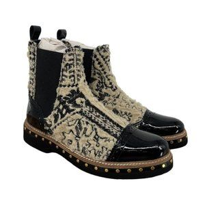 FREE PEOPLE Textile Atlas Chelsea Ankle Boots Studded Patent Leather 37